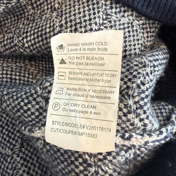 Vince Wool Cashmere Womens V Neck Sweater Large Geometric Honeycomb - Picture 6 of 10